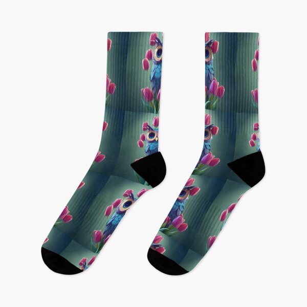 Item preview, Owl and Tulip Surrealism Pink , Purple and Green designed and sold by TeeARTHY.