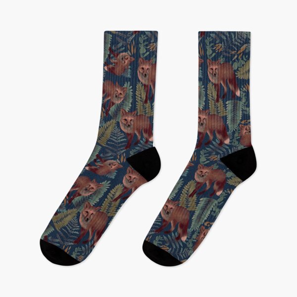 Item preview, Fox pattern with fern blue designed and sold by Lenecreates.