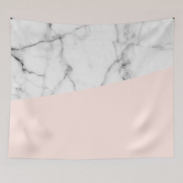 Item preview, Real White marble Half Salmon Pink designed and sold by 5mmpaper.