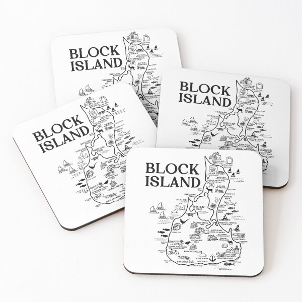Item preview, Block Island Map Art designed and sold by fiberandgloss.