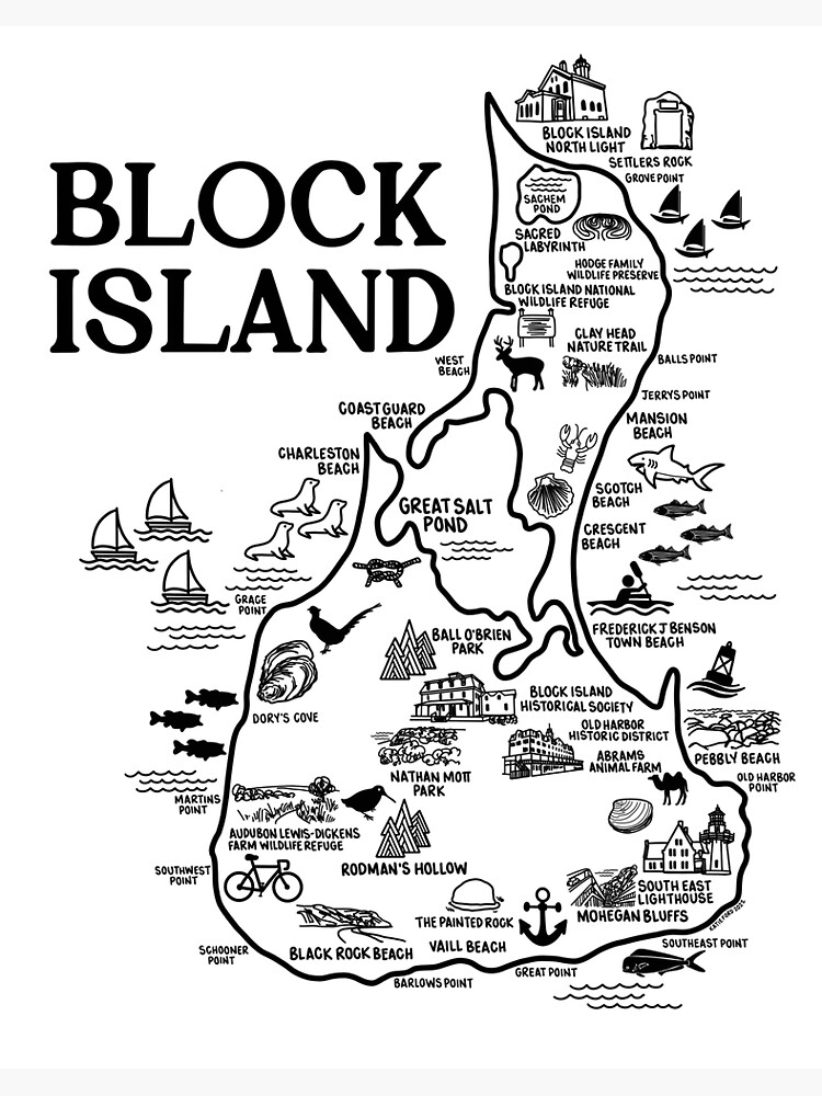 "Block Island Map Art" Art Board Print for Sale by fiberandgloss
