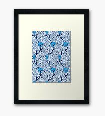 Art Nouveau Tulip Damask, Cobalt Blue Framed Print