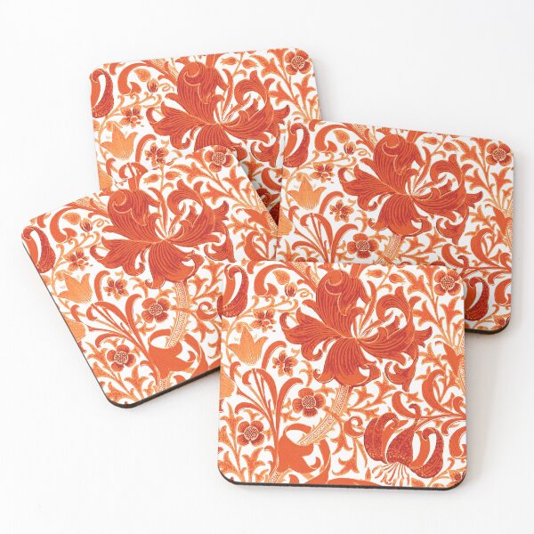 Item preview, William Morris Iris and Lily, Mandarin Orange designed and sold by Marymarice.