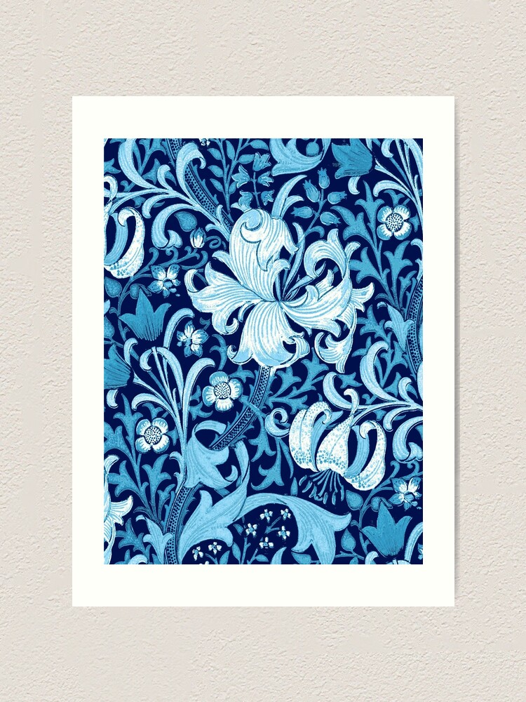 William Morris Iris and Lily, Indigo Blue | Art Print