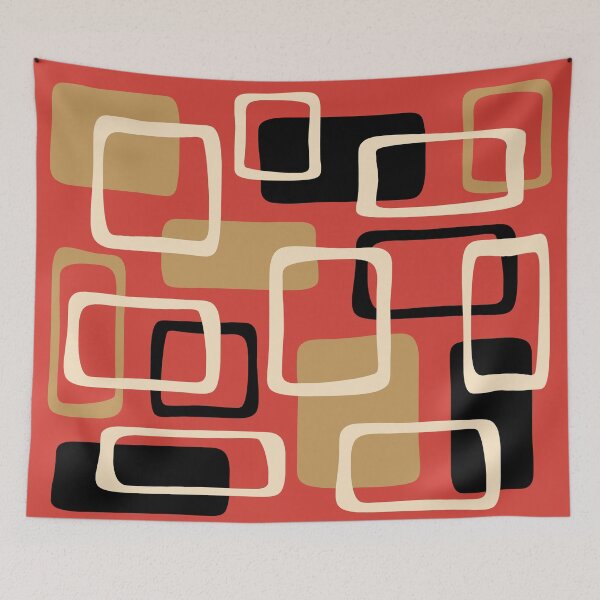 Item preview, Mid Century Modern Abstract Squares Pattern 164 designed and sold by tonymagnerart.