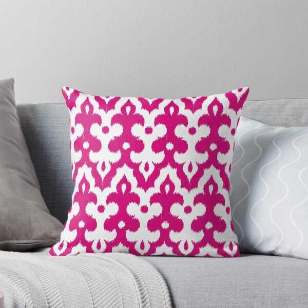 Item preview, Moroccan Ikat Damask, Fuchsia Pink and White designed and sold by Marymarice.