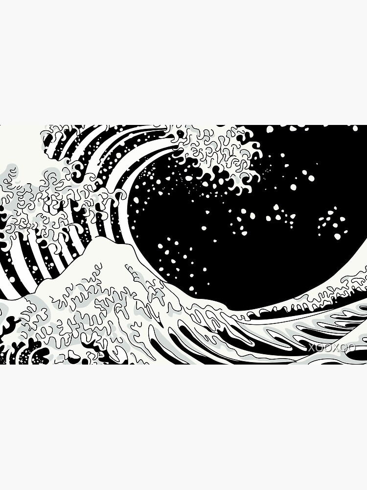 Black and White Great Wave Sticker for Sale by XOOXOO