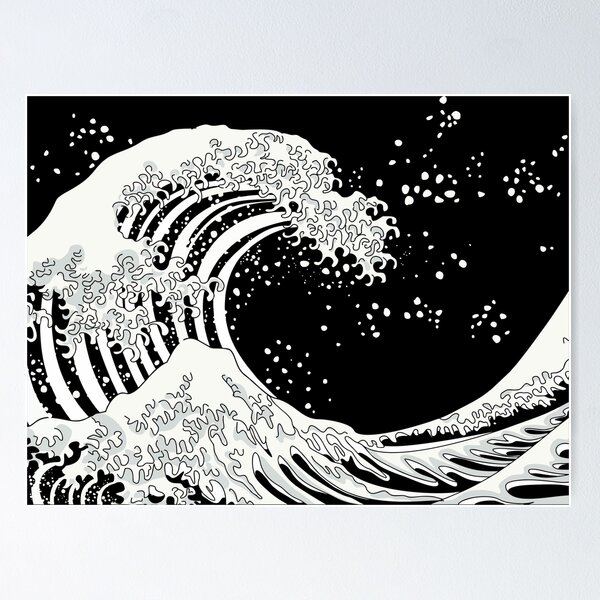 Item preview, Black and White Great Wave designed and sold by XOOXOO.