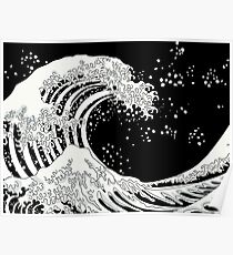 Black and White Great Wave Poster