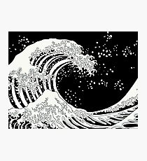 Black and White Great Wave Photographic Print