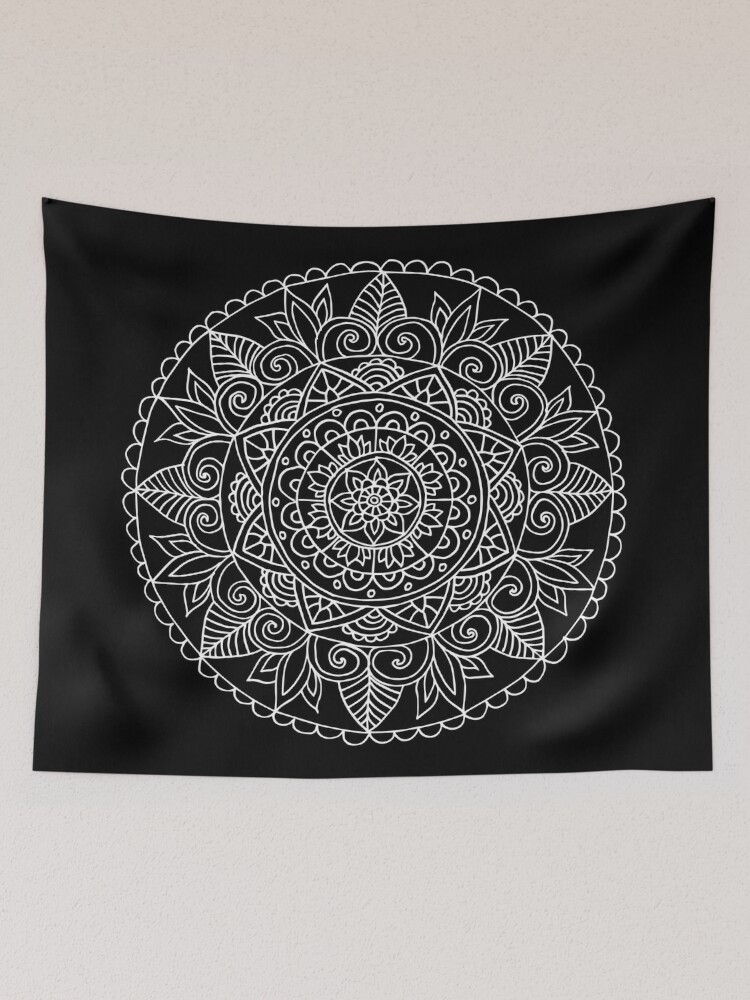 Black and White Boho Lace Mandala Tapestry for Sale by Julie Erin Designs