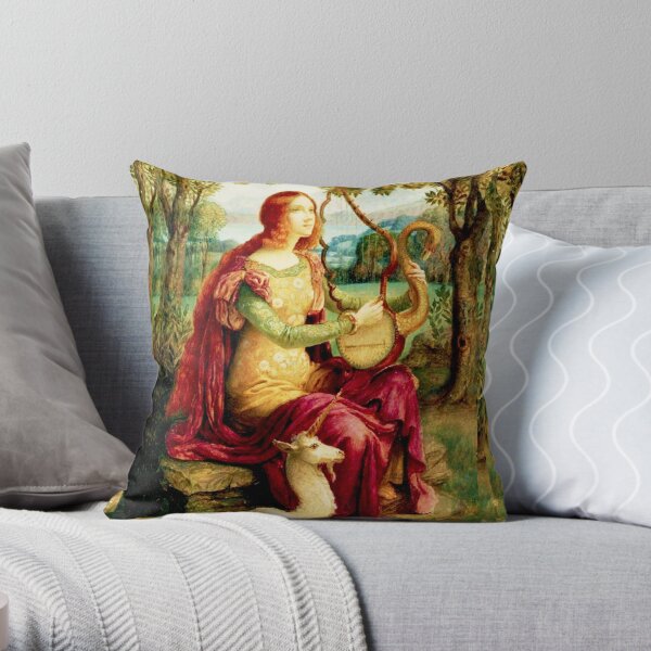 HD Armand Point Lady with unicorn, (1898) High definition Throw Pillow