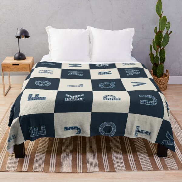 Item preview, Alphabet Print/Blanket - Japanese Indigo Font designed and sold by Jen K Wilson.