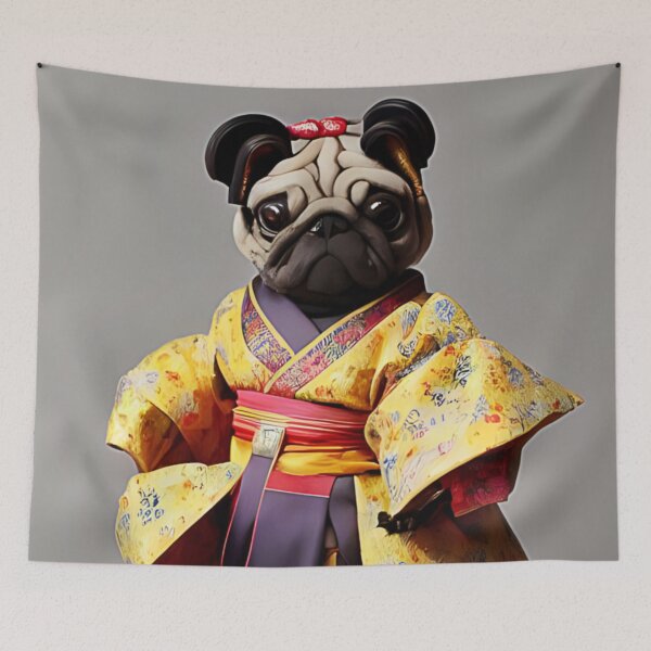 Artikelvorschau, Netter Pug-Hund kleidete asiatische Kleidung entworfen und verkauft von ONORMAL.