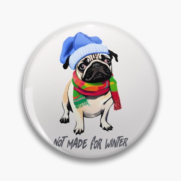 Item preview, Pug not made for winter-funny /Funny pug/Dog greetings/Pug with beanie and scarfes designed and sold by bubblylive.