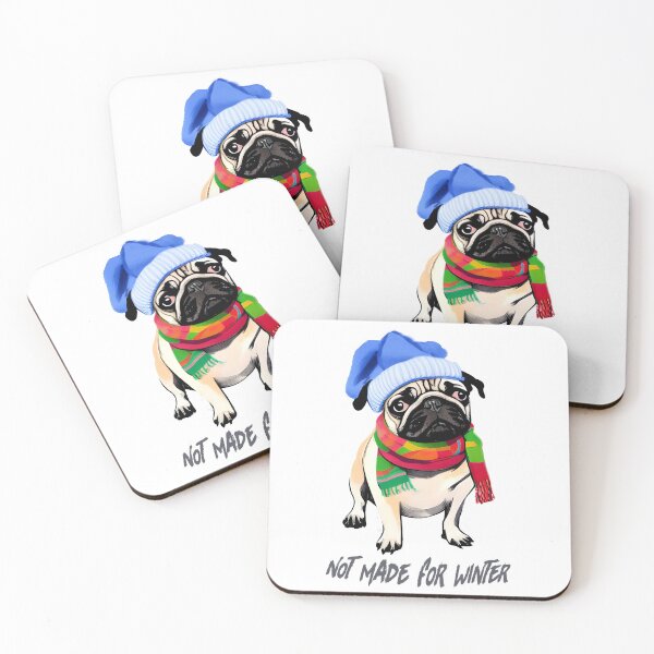 Item preview, Pug not made for winter-funny /Funny pug/Dog greetings/Pug with beanie and scarfes designed and sold by bubblylive.