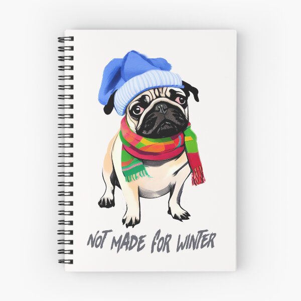 Item preview, Pug not made for winter-funny /Funny pug/Dog greetings/Pug with beanie and scarfes designed and sold by bubblylive.