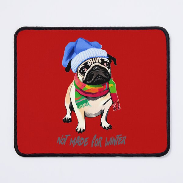 Item preview, Pug not made for winter-funny /Funny pug/Dog greetings/Pug with beanie and scarfes designed and sold by bubblylive.