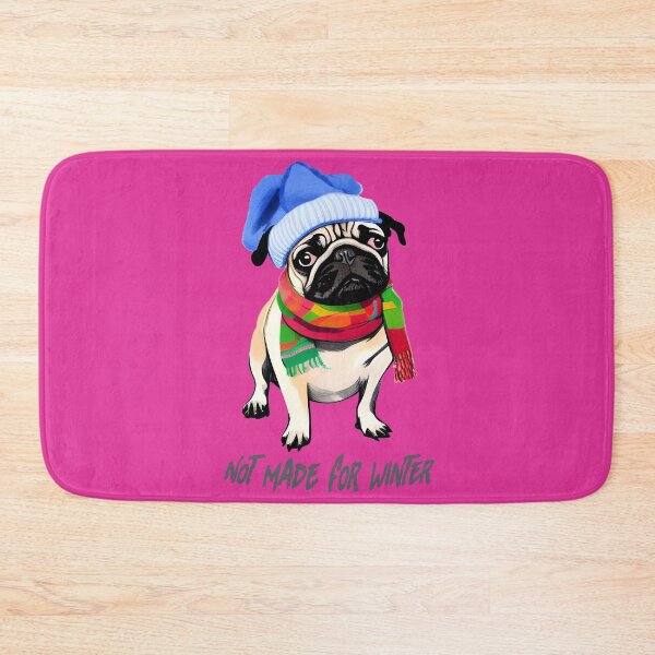 Item preview, Pug not made for winter-funny /Funny pug/Dog greetings/Pug with beanie and scarfes designed and sold by bubblylive.