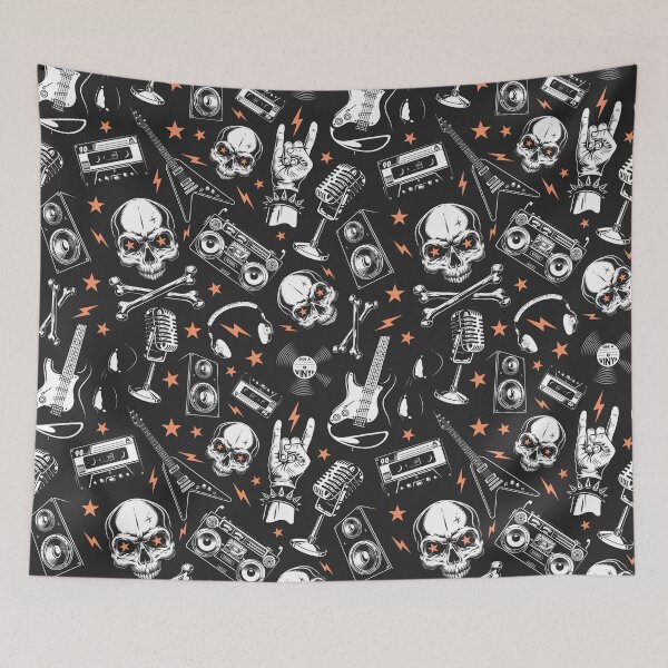 Item preview, Rock and Roll skulls Grunge seamless pattern designed and sold by NourmasDesigns.