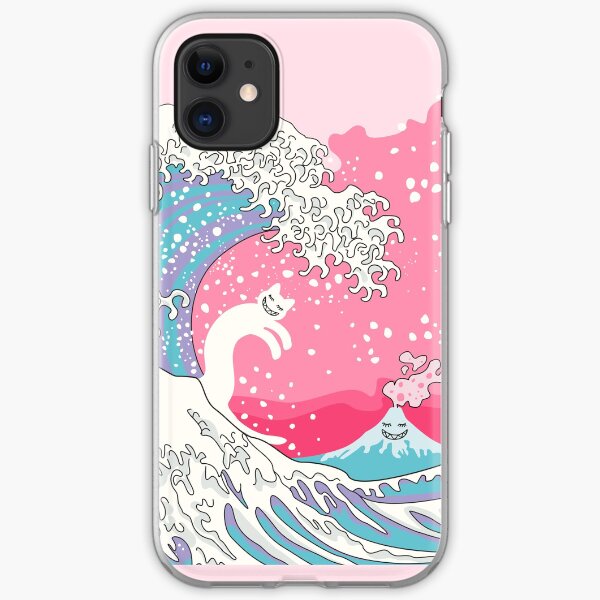 Psychodelic Bubblegum Kunagawa Surfer Cat iPhone Soft Case