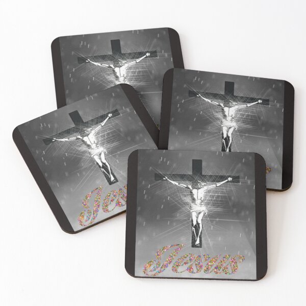 Item preview, Jesus on the Cr0ss Black & White.. Gray Background designed and sold by Rowena Jones.