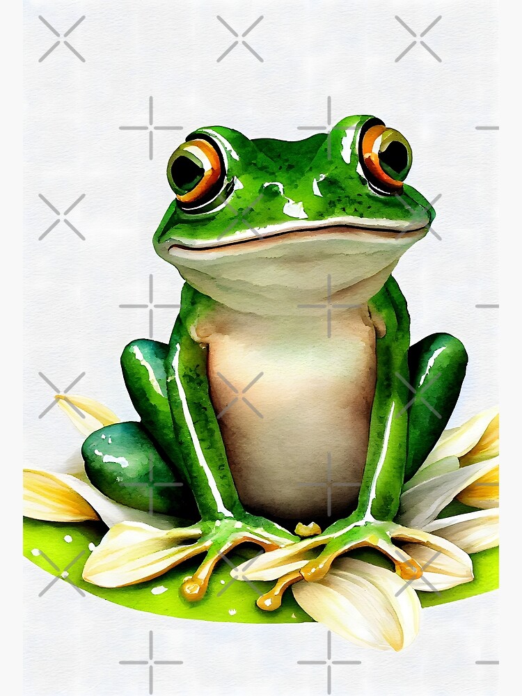 Cute Green Frog Sitting On A Lily Pad Watercolor Whimsical Whimsy Spring  Fresh Adorable Poster for Sale by CGSGraphics