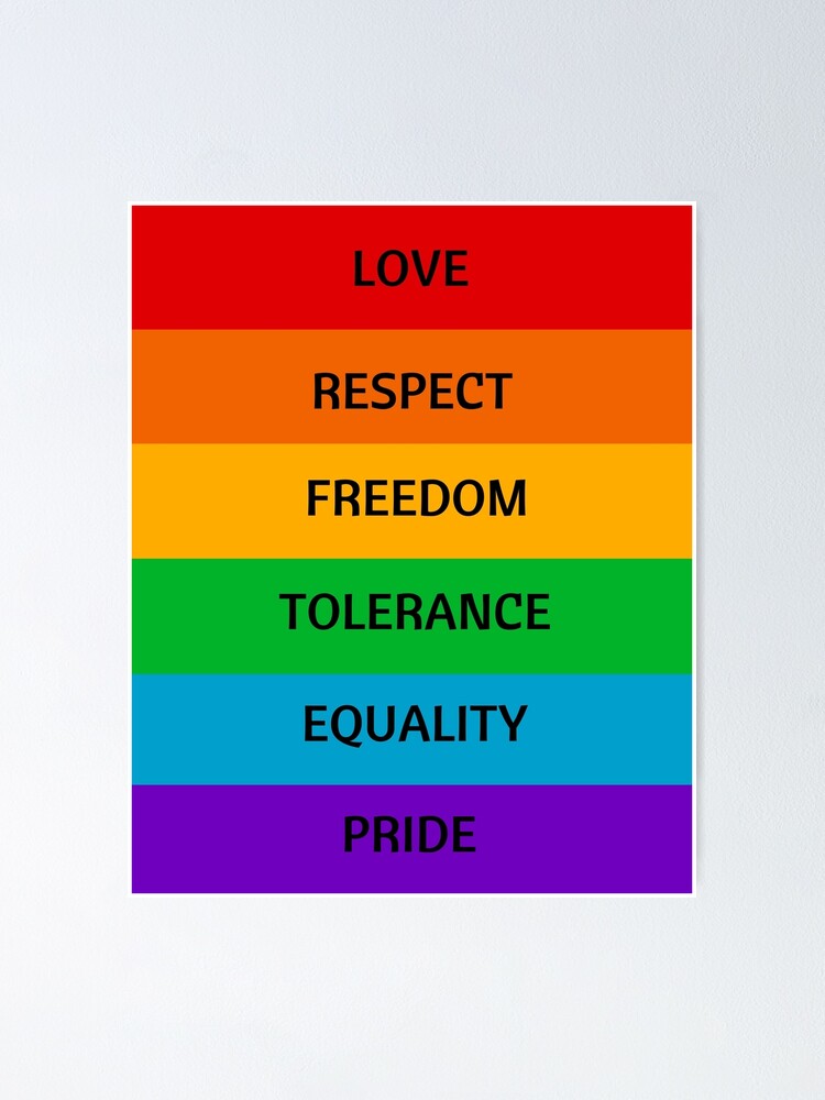 Thumbnail 2 of 3, Poster, Pride Flag - Love Respect Freedom Tolerance Equality Pride designed and sold by IdeasForArtists.