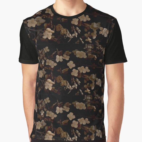 Hydrangea Hollow Dark Floral Graphic T-Shirt