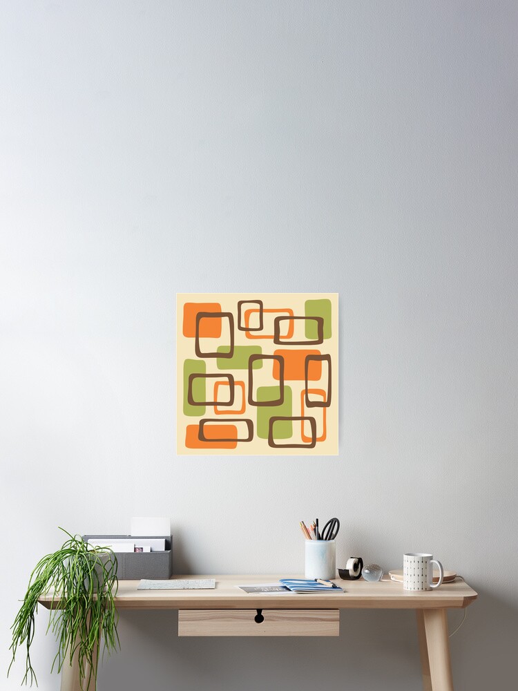 Colorful Mid Century Modern Abstract Squares Pattern 127