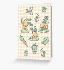 Sewing Bunnies - Yellow Greeting Card