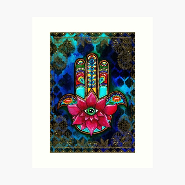 Hamsa Hand Mandala Wall Art Painting Sacred Geometry Bali Art Acrylic