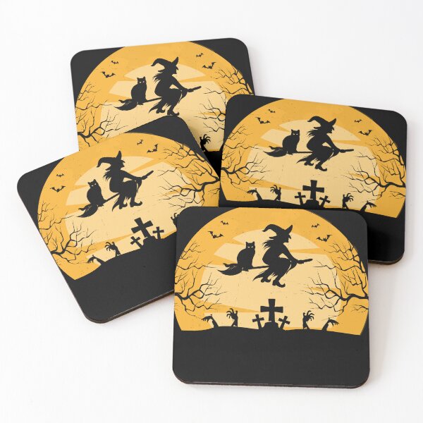 Item preview, Halloween Moon Vintage Cat Witch designed and sold by AdventArt.