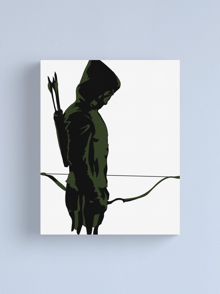 Thumbnail 2 of 3, Canvas Print, Green Archer with Arrow designed and sold by Johnston Creative.