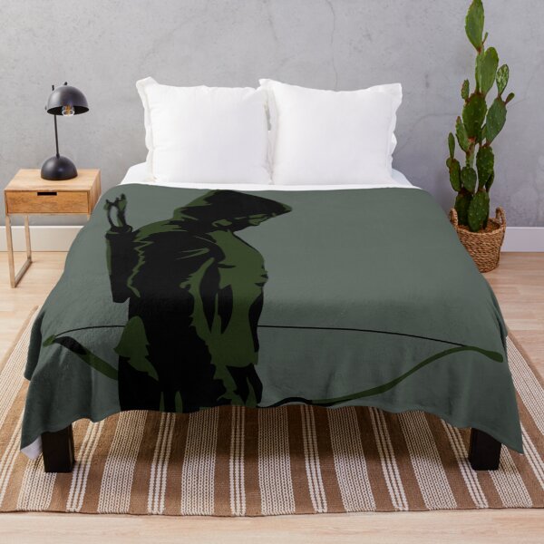 Green Archer with Arrow Throw Blanket