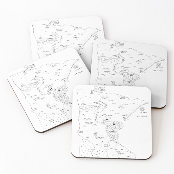 Item preview, Minnesota as a fantasy map - black and white designed and sold by aldayuan.