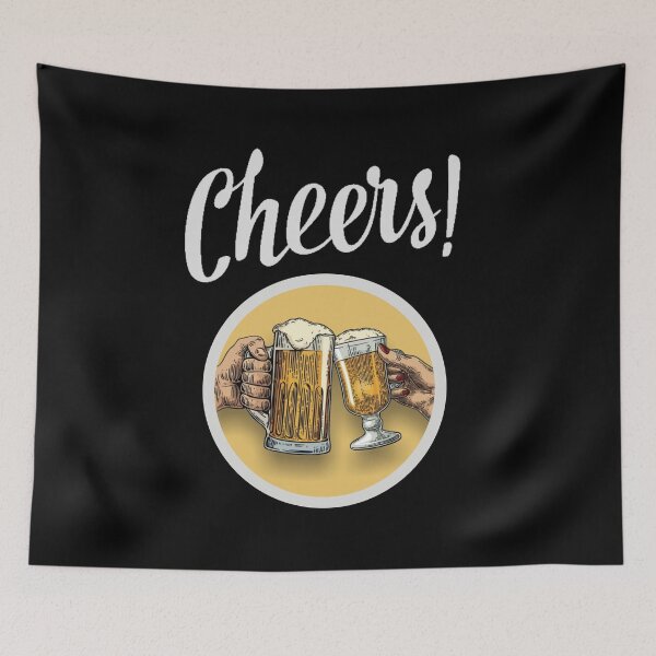 Item preview, Cheers!!! 2 hands together in a beer toast white - Drink it!!! designed and sold by OptLuv.