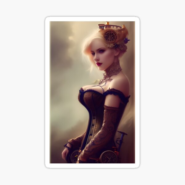 Stunning blonde in steampunk corset dress Sticker for Sale by Eliteijr