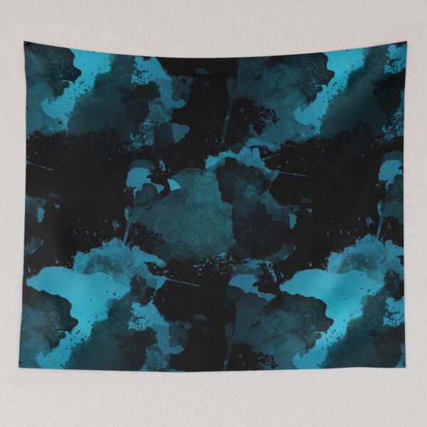 Item preview, Abstract Artistic Paint Splatter (Teal Blue on Black) designed and sold by ThisOnAShirt.
