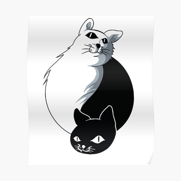 Posters Sur Le Theme Yin Yang Chat Redbubble