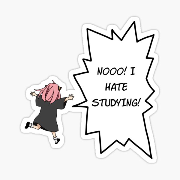 nooo-i-hate-studying-anya-meme-sticker-for-sale-by-bestquest-redbubble