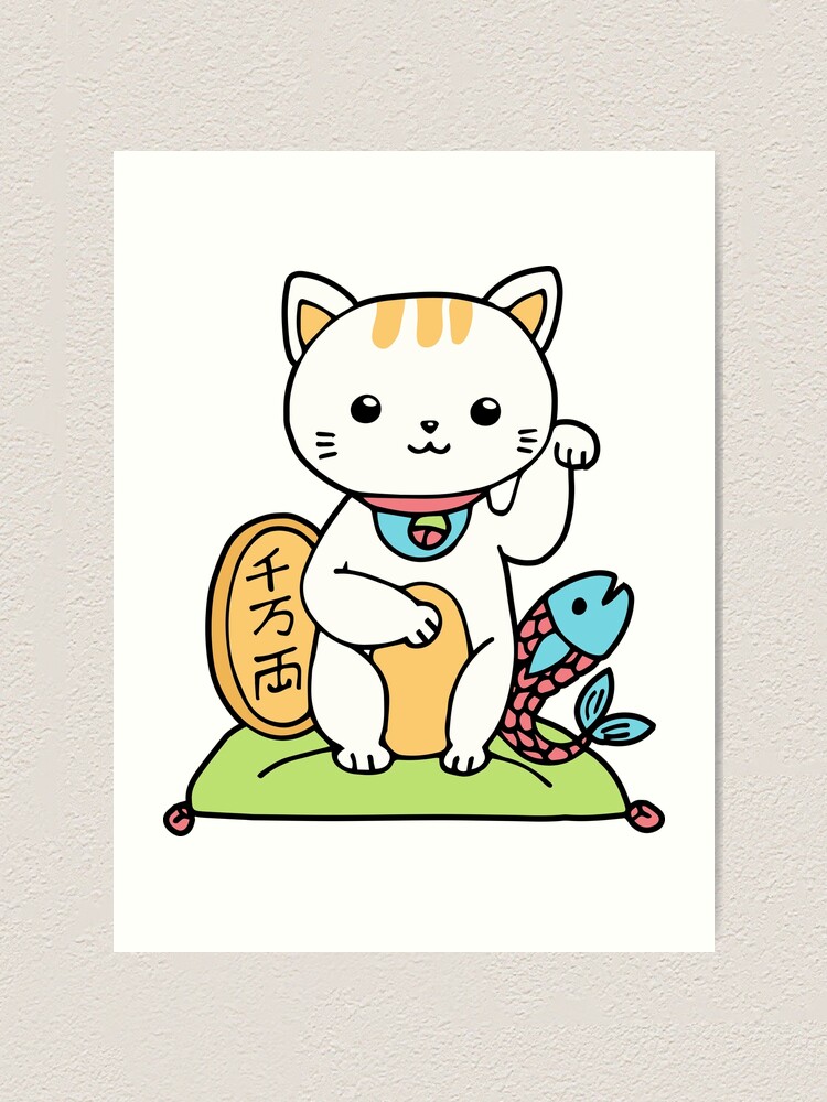 maneki neko print