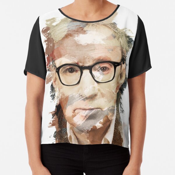 Paint-Stroked Portrait of Film Director, Woody Allen Chiffon Top