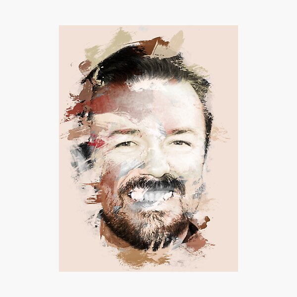 Paint-Stroked Portrait of Actor and Comedian, Ricky Gervais Photographic Print