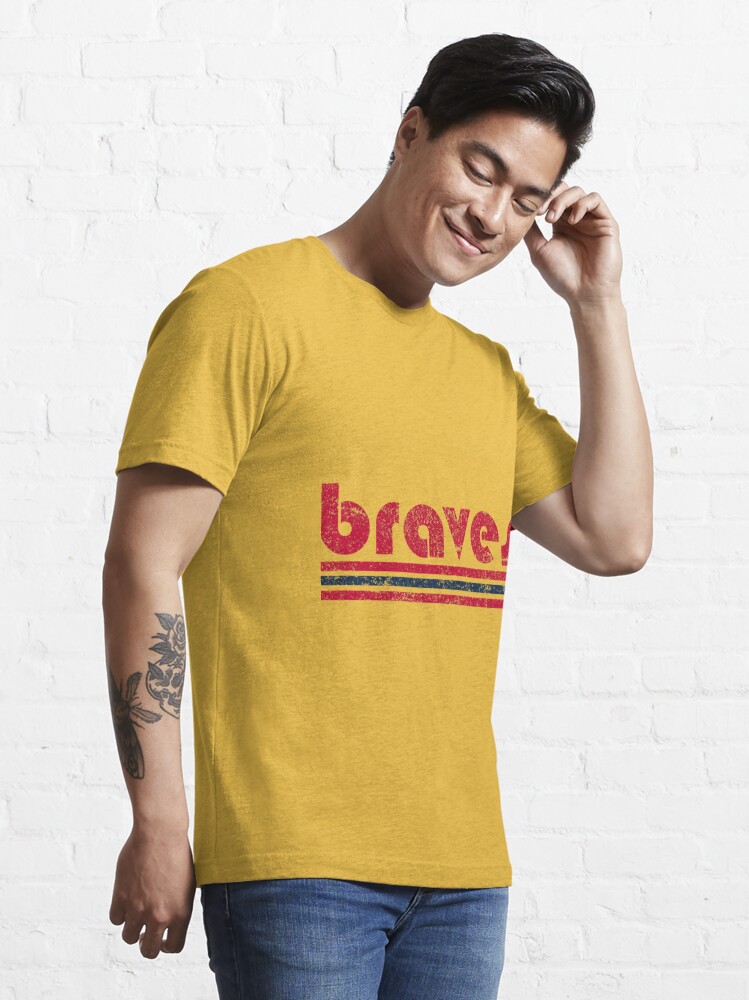 Vintage Braves Retro Three Stripe Weathered Essential T-Shirt for Sale by  donnaeeqs624