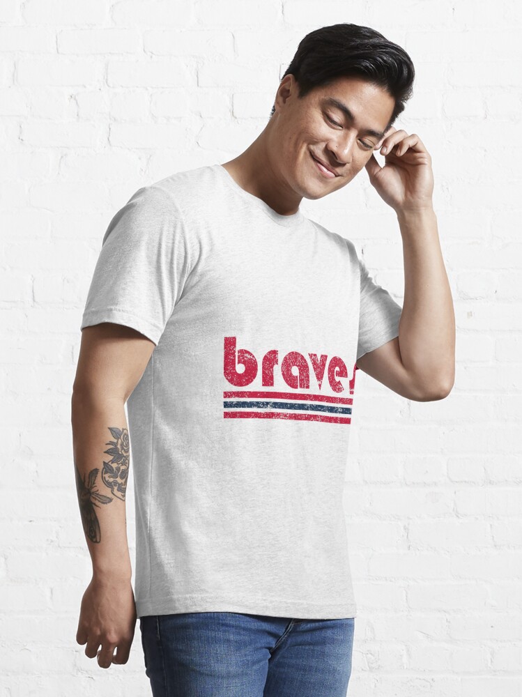  Vintage Braves Retro Three Stripe Weathered Shirt T