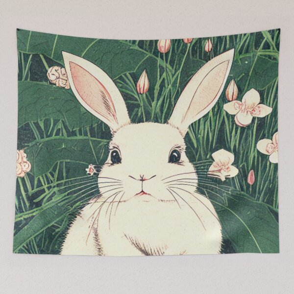 Item preview, Cute Mini Lop Rabbit Baby Bunny with White Lilies designed and sold by wigobun.