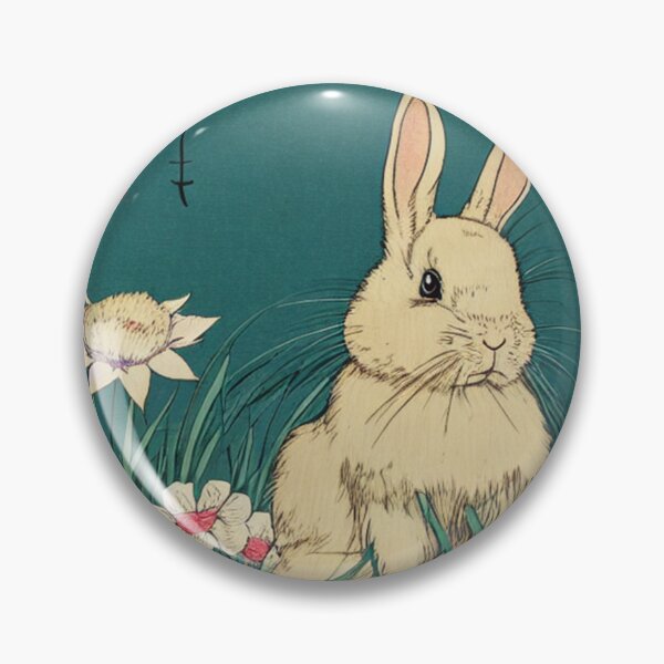 Item preview, American Fuzzy Lop Rabbit Baby Bunny with White Flowers designed and sold by wigobun.
