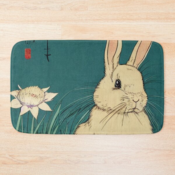 Item preview, American Fuzzy Lop Rabbit Baby Bunny with White Flowers designed and sold by wigobun.