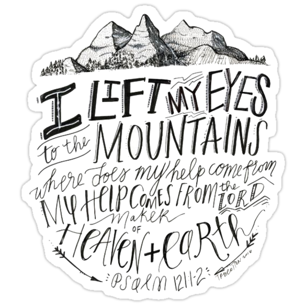 "psalm bible verse mountains" Stickers by Daria Smith 
